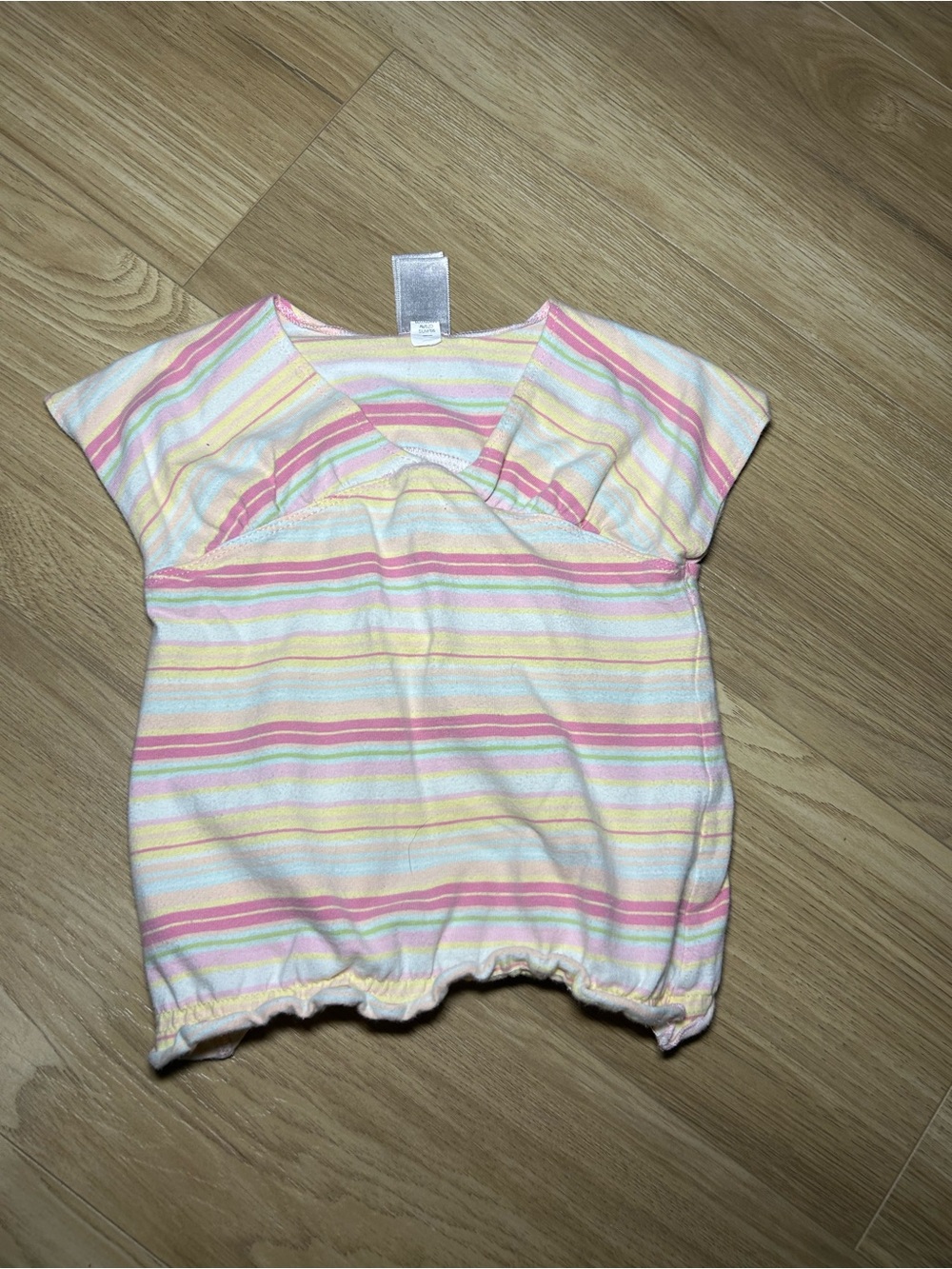 Old Navy Pastel Stripe Short Sleeve Baby Top - Pink, Yellow, Green